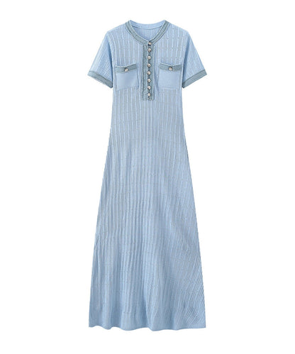 LAURELL Knit-Denim Midi Dress